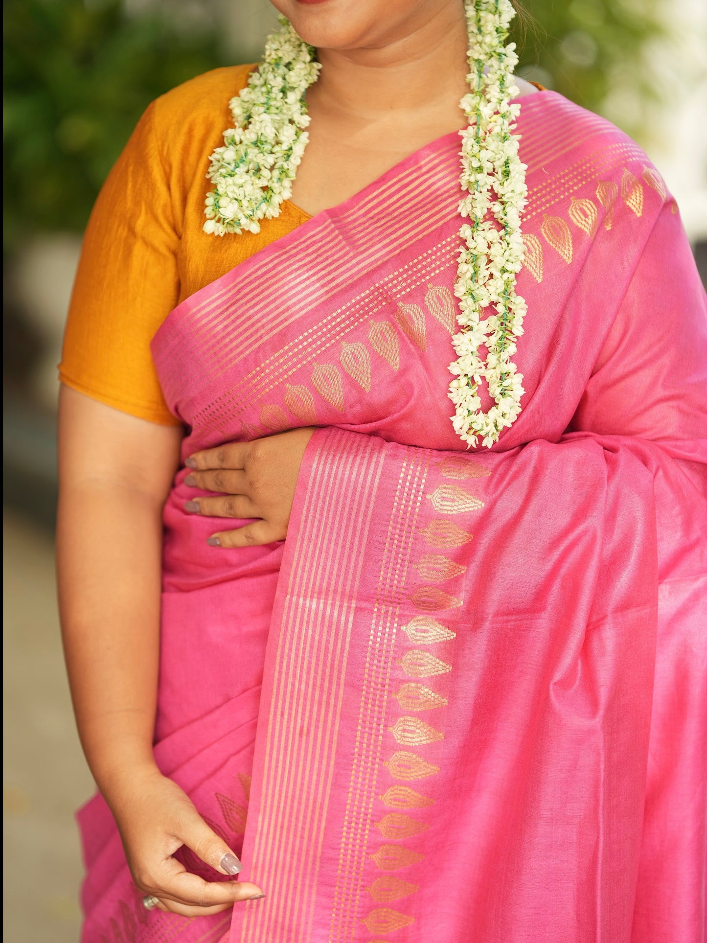 Pink Kota Staple Saree with Weaving Border Design
