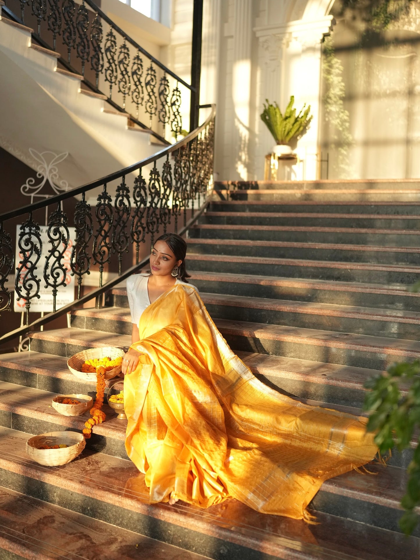 Maheshwari Silk Saree with Checks and Zari Border